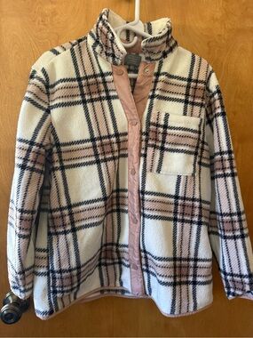Women’s Plaid Fleece Jacket - Pink & Cream